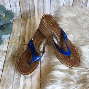 Sam Edelman Blue Romy Cork Wedges
